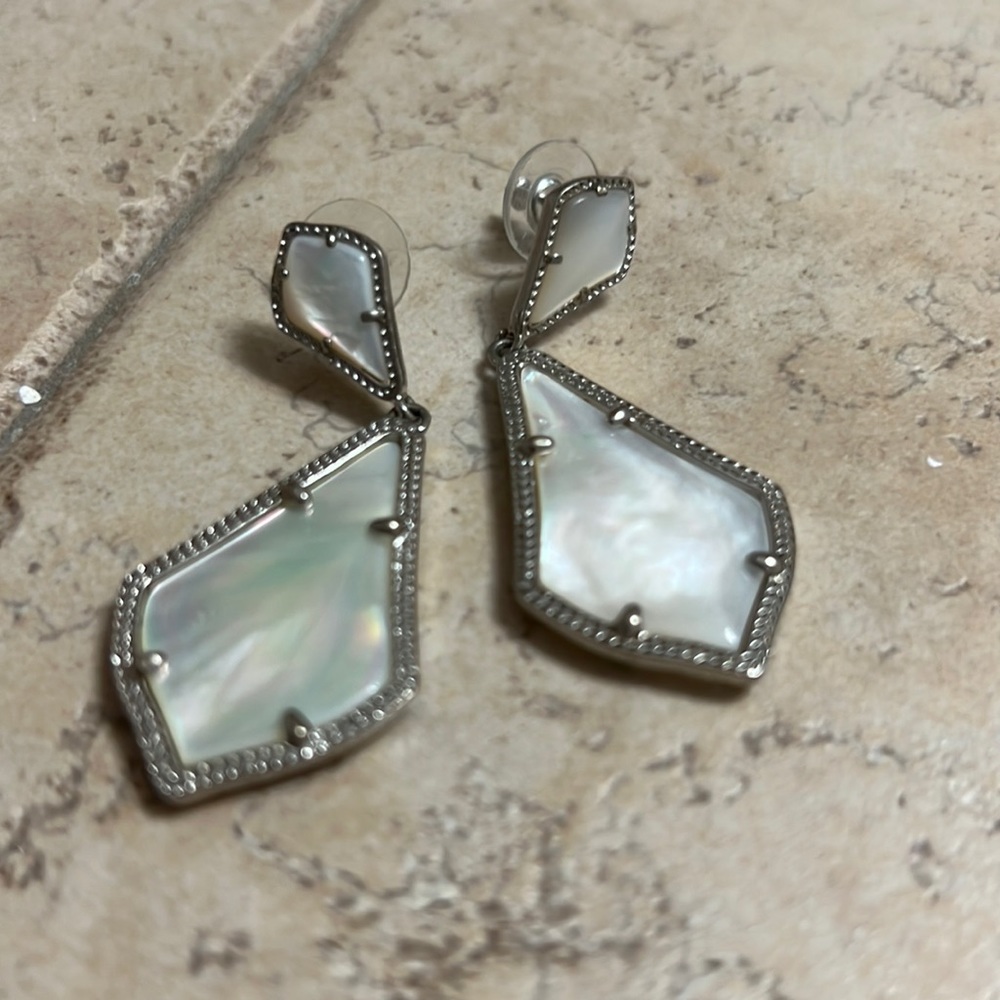 Kendra Scott silver and ivory mother of pearl earrings